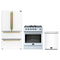 Forno 3-Piece Appliance Package - 30-Inch Gas Range, Refrigerator, and Dishwasher in White with Antique Brass Trim