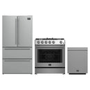Forno 3-Piece Appliance Package - 30-Inch Gas Range, Refrigerator, and Dishwasher in Stainless Steel
