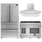Forno 3-Piece Pro Appliance Package - 48-Inch Gas Range, Refrigerator, Wall Mount Hood in Stainless Steel