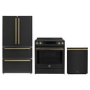 Forno Espresso 3-Piece Appliance Package - 30-Inch Induction Range, Refrigerator and Dishwasher in Black with Antique Brass Trim