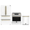 Forno Espresso 3-Piece Appliance Package - 30-Inch Induction Range, Refrigerator and Dishwasher in White with Antique Brass Trim