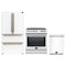 Forno 3-Piece Appliance Package - 30-Inch Induction Range, French Door Refrigerator, and Dishwasher in White with Antique Brass Trim