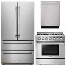 Thor Kitchen 3-Piece Pro Appliance Package - 36-Inch Dual Fuel Range with Liquid Propane Cooktop, Dishwasher & Refrigerator in Stainless Steel
