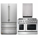 Thor Kitchen 3-Piece Pro Appliance Package - 48-Inch Dual Fuel Range with Liquid Propane Cooktop, Dishwasher & Refrigerator in Stainless Steel
