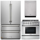 Thor Kitchen 3-Piece Pro Appliance Package - 36-Inch Gas Range with Liquid Propane Kit, Dishwasher & Refrigerator in Stainless Steel