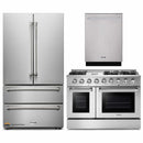 Thor Kitchen 3-Piece Pro Appliance Package - 48-Inch Gas Range with Liquid Propane Kit, Dishwasher & Refrigerator in Stainless Steel