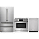 Thor Kitchen 3-Piece Appliance Package - 36-Inch Gas Range with Liquid Propane Kit, Tilt Panel, Dishwasher & Refrigerator in Stainless Steel
