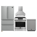 Forno 4-Piece Appliance Package - 30-Inch Espresso Induction Range , Wall Mount Range Hood, 36-Inch French Door Refrigerator, and Dishwasher in Stainless Steel