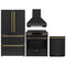 Forno 4-Piece Appliance Package - 30-Inch Espresso Induction Range , Wall Mount Range Hood, 36-Inch French Door Refrigerator, and Dishwasher in Black with Antique Brass Handle