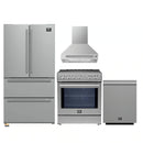 Forno 4-Piece Appliance Package - 30-Inch Espresso Induction Range , Wall Mount Range Hood, 36-Inch French Door Refrigerator, and Dishwasher in Stainless Steel