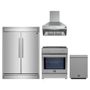 Forno 4-Piece Appliance Package - 30-Inch Espresso Induction Range , Wall Mount Range Hood, 60-Inch Built-In Convertible Refrigerator, and Dishwasher in Stainless Steel