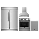 Forno 4-Piece Appliance Package - 30-Inch Espresso Gas Range , Wall Mount Range Hood, 60-Inch Built-In Convertible Refrigerator, and Dishwasher in Stainless Steel