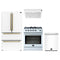 Forno 4-Piece Appliance Package - 30-Inch Gas Range, Under Cabinet Range Hood, Refrigerator, and Dishwasher in White with Antique Brass Trim