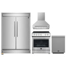 Forno 4-Piece Appliance Package - 30-Inch Espresso Electric Range , Wall Mount Range Hood, 60-Inch Built-In Convertible Refrigerator, and Dishwasher in Stainless Steel