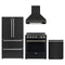 Forno 4-Piece Appliance Package - 30-Inch Espresso Electric Range, Wall Mount Range Hood, 36-Inch French Door Refrigerator, and Dishwasher in Black with Antique Brass Trim