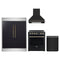Forno 4-Piece Appliance Package - 30-Inch Espresso Electric Range, Wall Mount Range Hood, 60-Inch Built-In Convertible Refrigerator, and Dishwasher in Black with Antique Brass Trim