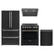 Forno Espresso 4-Piece Appliance Package - 30-Inch Electric Range, Under Cabinet Range Hood, Refrigerator and Dishwasher in Black with Antique Brass Trim