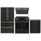 Forno Espresso 4-Piece Appliance Package - 30-Inch Induction Range, Under Cabinet Range Hood, Refrigerator and Dishwasher in Black with Antique Brass Trim