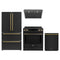 Forno Espresso 4-Piece Appliance Package - 30-Inch Induction Range, Under Cabinet Range Hood, Refrigerator and Dishwasher in Black with Antique Brass Trim