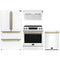 Forno Espresso 4-Piece Appliance Package - 30-Inch Induction Range, Under Cabinet Range Hood, Refrigerator and Dishwasher in White with Antique Brass Trim