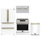 Forno Espresso 4-Piece Appliance Package - 30-Inch Induction Range, Under Cabinet Range Hood, Refrigerator and Dishwasher in White with Antique Brass Trim
