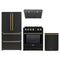 Forno 4-Piece Appliance Package - 30-Inch Induction Range, Under Cabinet Range Hood, French Door Refrigerator, and Dishwasher in Black with Antique Brass Trim