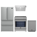 Forno 4-Piece Appliance Package - 30-Inch Induction Range, Under Cabinet Range Hood, French Door Refrigerator, and Dishwasher in Stainless Steel