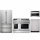 Thor Kitchen 4-Piece Pro Appliance Package - 48-Inch Gas Range with Liquid Propane Kit, French Door Refrigerator, Dishwasher, and Microwave Drawer in Stainless Steel
