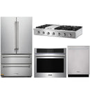 Thor Kitchen 4-Piece Pro Appliance Package - 48-Inch Cooktop with Liquid Propane Kit, Wall Oven, Dishwasher & Refrigerator in Stainless Steel