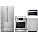 Thor Kitchen 4-Piece Appliance Package - 30-Inch Gas Range with Liquid Propane Kit, Tilt Panel, French Door Refrigerator, Dishwasher, and Microwave Drawer in Stainless Steel