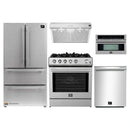 Forno 5-Piece Appliance Package - 30-Inch Gas Range, Under Cabinet Range Hood, Refrigerator, Dishwasher, and 30-Inch Microwave Oven in Stainless Steel