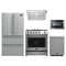 Forno 5-Piece Appliance Package - 30-Inch Gas Range, Under Cabinet Range Hood,  French Door Refrigerator, Dishwasher, and  Microwave Drawer in Stainless Steel