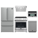 Forno 5-Piece Appliance Package - 30-Inch Electric Range, Under Cabinet Range Hood, Refrigerator, Dishwasher, and 24-Inch Microwave Oven in Stanless Steel