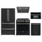 Forno 5-Piece Appliance Package - 30-Inch Electric Range, Under Cabinet Range Hood, Refrigerator, Dishwasher, and  30-Inch Microwave Oven in Black with Antique Brass Trim