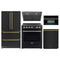 Forno 5-Piece Appliance Package - 30-Inch Electric Range, Under Cabinet Range Hood, Refrigerator, Dishwasher, and  30-Inch Microwave Oven in Black with Antique Brass Trim