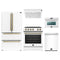 Forno 5-Piece Appliance Package - 30-Inch Electric Range, Under Cabinet Range Hood, Refrigerator, Dishwasher, and 24-Inch Microwave Oven in White with Antique Brass Trim