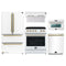 Forno 5-Piece Appliance Package - 30-Inch Electric Range, Under Cabinet Range Hood, Refrigerator, Dishwasher, and 30-Inch Microwave Oven in White with Antique Brass Trim