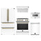 Forno 5-Piece Appliance Package - 30-Inch Electric Range, Under Cabinet Range Hood, French Door Refrigerator, Dishwasher , & Microwave Drawer in White with Antique Brass Trim