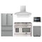 Forno 5-Piece Appliance Package - 48-Inch Galiano Dual Fuel Range, Refrigerator, Wall Mount Hood, Microwave Drawer, & 3-Rack Dishwasher in Stainless Steel