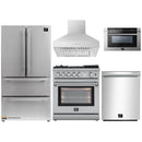 Forno 5-Piece Appliance Package - 30-Inch Gas Range with Air Fryer, Refrigerator, Wall Mount Hood, Microwave Drawer, & 3-Rack Dishwasher in Stainless Steel