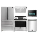 Forno 5-Piece Appliance Package - 30-Inch Inducton Range, Under Cabinet Range Hood, Refrigerator, Dishwasher, and 24-Inch Microwave Oven in Stainless Steel