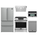 Forno 5-Piece Appliance Package - 30-Inch Inducton Range, Under Cabinet Range Hood, Refrigerator, Dishwasher, and 24-Inch Microwave Oven in Stainless Steel