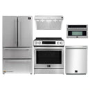 Forno 5-Piece Appliance Package - 30-Inch Induction Range, Under Cabinet Range Hood, Refrigerator, Dishwasher, and  30-Inch Microwave Oven in Stainless Steel