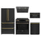 Forno 5-Piece Appliance Package - 30-Inch Induction Range, Under Cabinet Range Hood, French Door Refrigerator, Dishwasher, and 30-Inch Microwave Drawer in Black with Antique Brass Trim