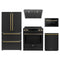 Forno 5-Piece Appliance Package - 30-Inch Induction Range, Under Cabinet Range Hood, Refrigerator, Dishwasher, and  Microwave Drawer in Black with Antique Brass Trim
