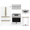 Forno 5-Piece Appliance Package - 30-Inch Induction Range, Under Cabinet Range Hood, French Door Refrigerator, Dishwasher, and 30-Inch Microwave Drawer in White with Antique Brass Trim