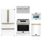 Forno 5-Piece Appliance Package - 30-Inch Inducton Range, Under Cabinet Range Hood, Refrigerator, Dishwasher, and  24-Inch Microwave Oven in White with Antique Brass Trim