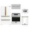 Forno 5-Piece Appliance Package - 30-Inch Induction Range, Under Cabinet Range Hood, Refrigerator, Dishwasher, and  Microwave Drawer in White with Antique Brass Trim