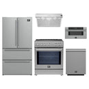 Forno 5-Piece Appliance Package - 30-Inch Induction Range, Under Cabinet Range Hood, French Door Refrigerator, Dishwasher, and 30-Inch Microwave Drawer in Stainless Steel