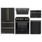 Forno 5-Piece Appliance Package - 30-Inch Induction Range, Under Cabinet Range Hood, French Door Refrigerator, Dishwasher, and 30-Inch Microwave Drawer in Black with Antique Brass Trim